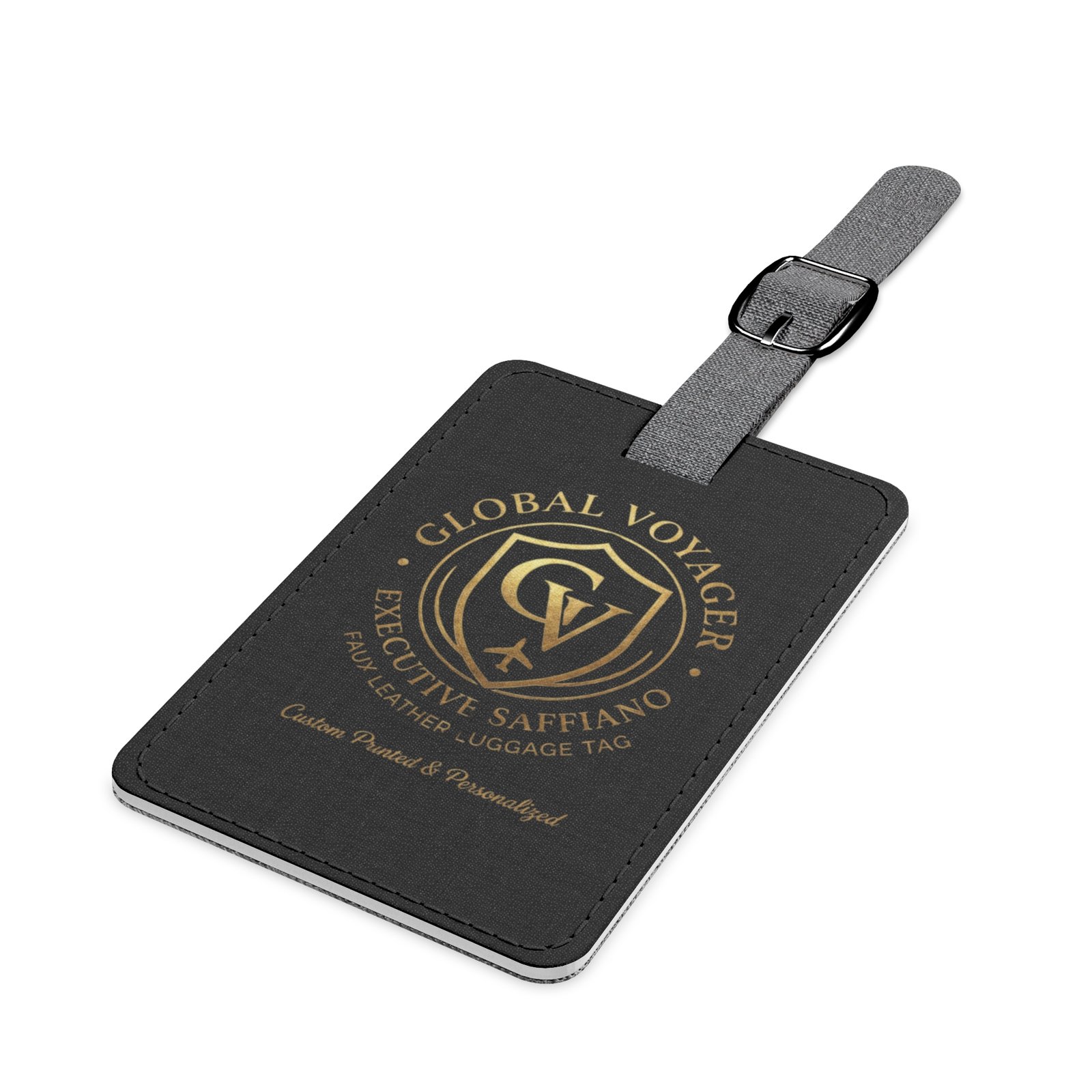 Executive Saffiano Faux Leather Luggage Tag - Custom Print - Image 2