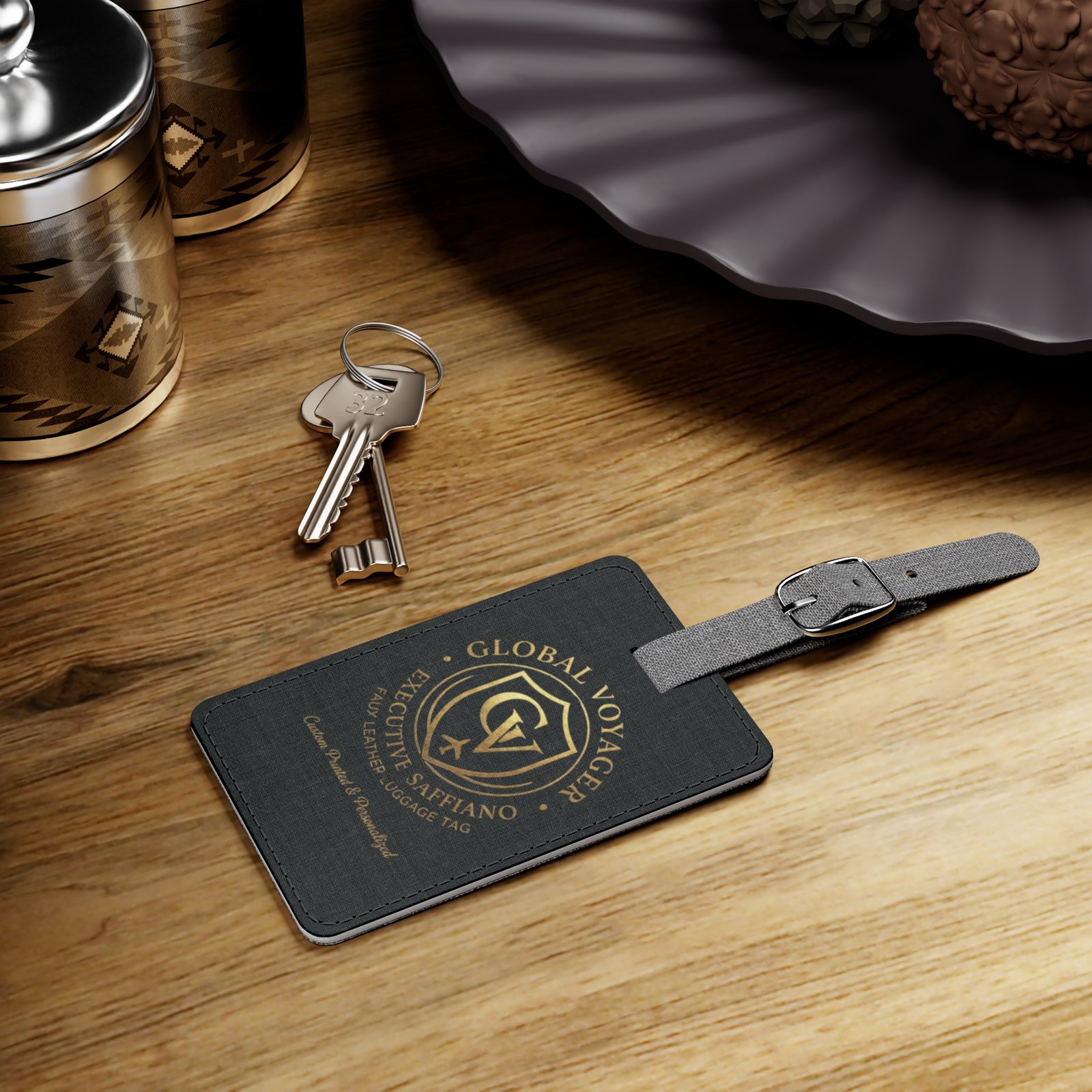 Executive Saffiano Faux Leather Luggage Tag - Custom Print - Image 4