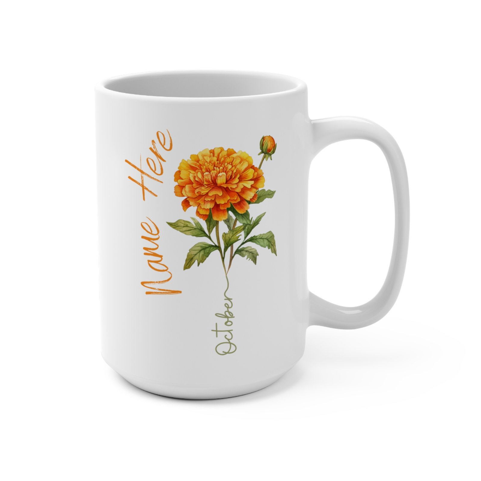 15oz Birth Flower Ceramic Mug
